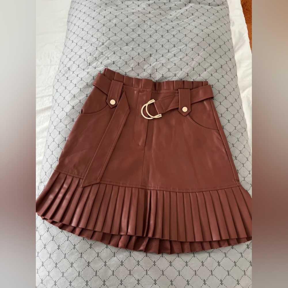 Brown Pleated Women's Skirt